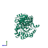 PDB entry 3icj coloured by chain, side view.