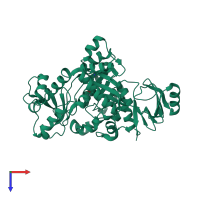 PDB entry 3icj coloured by chain, top view.