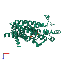 PDB entry 3icm coloured by chain, top view.