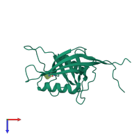 PDB entry 3icu coloured by chain, top view.