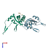 PDB entry 3icy coloured by chain, top view.