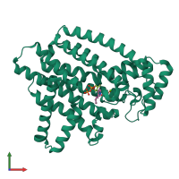 PDB entry 3icz coloured by chain, front view.