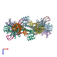 PDB entry 3id5 coloured by chain, top view.