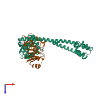 PDB entry 3id6 coloured by chain, top view.