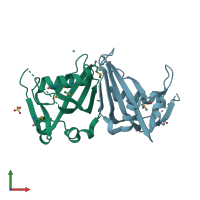 PDB entry 3id9 coloured by chain, front view.