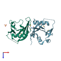 PDB entry 3id9 coloured by chain, top view.