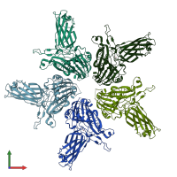 PDB entry 3ide coloured by chain, front view.