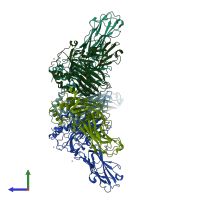 PDB entry 3ide coloured by chain, side view.