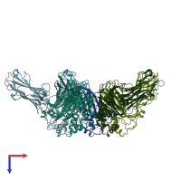 PDB entry 3ide coloured by chain, top view.