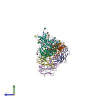 PDB entry 3idy coloured by chain, side view.