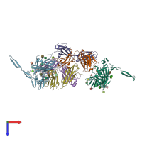 PDB entry 3idy coloured by chain, top view.