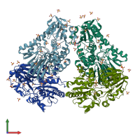 PDB entry 3ie2 coloured by chain, front view.