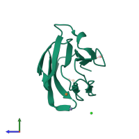 PDB entry 3iea coloured by chain, side view.
