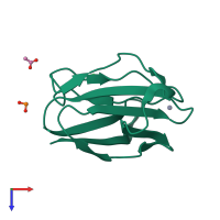 PDB entry 3iea coloured by chain, top view.