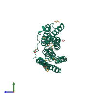 PDB entry 3iee coloured by chain, side view.