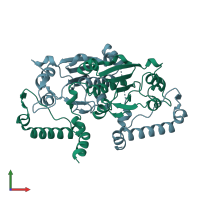 PDB entry 3ief coloured by chain, front view.