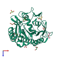 PDB entry 3ieh coloured by chain, top view.