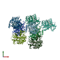 PDB entry 3iei coloured by chain, front view.
