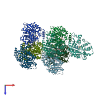 PDB entry 3iei coloured by chain, top view.