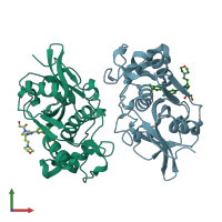 PDB entry 3iej coloured by chain, front view.