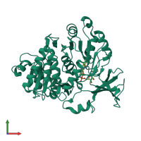 PDB entry 3ies coloured by chain, front view.