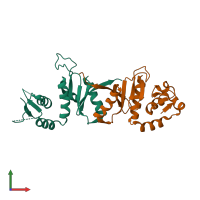 PDB entry 3iey coloured by chain, front view.