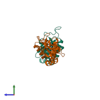 PDB entry 3iey coloured by chain, side view.