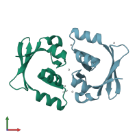 PDB entry 3iez coloured by chain, front view.