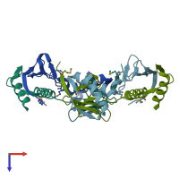 PDB entry 3if4 coloured by chain, top view.