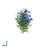 PDB entry 3ifa coloured by chain, side view.