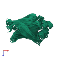 PDB entry 3ifb coloured by chain, ensemble of 10 models, top view.