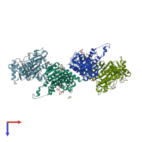PDB entry 3ifc coloured by chain, top view.