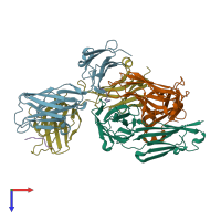 PDB entry 3ifo coloured by chain, top view.
