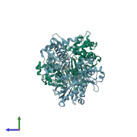 PDB entry 3ifr coloured by chain, side view.