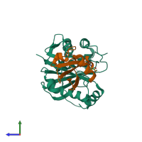 PDB entry 3ifw coloured by chain, side view.
