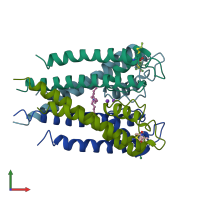 PDB entry 3ifx coloured by chain, front view.
