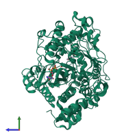 PDB entry 3ig8 coloured by chain, side view.