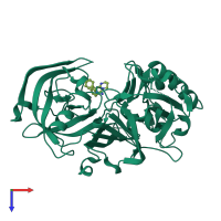 PDB entry 3igb coloured by chain, top view.