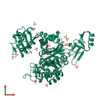 PDB entry 3igh coloured by chain, front view.