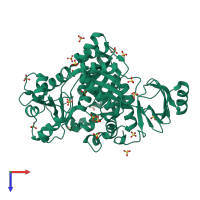 PDB entry 3igh coloured by chain, top view.