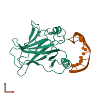 PDB entry 3igk coloured by chain, front view.