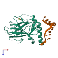 PDB entry 3igl coloured by chain, top view.