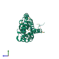 PDB entry 3ih4 coloured by chain, side view.