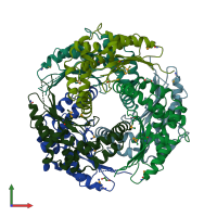 PDB entry 3ih6 coloured by chain, front view.