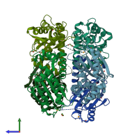 PDB entry 3ih6 coloured by chain, side view.