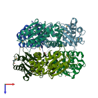 PDB entry 3ih6 coloured by chain, top view.