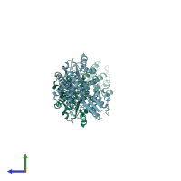 PDB entry 3ih8 coloured by chain, side view.