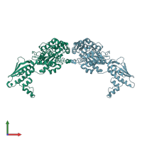 PDB entry 3ih9 coloured by chain, front view.