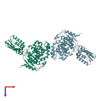 PDB entry 3ih9 coloured by chain, top view.