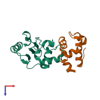 PDB entry 3ihq coloured by chain, top view.